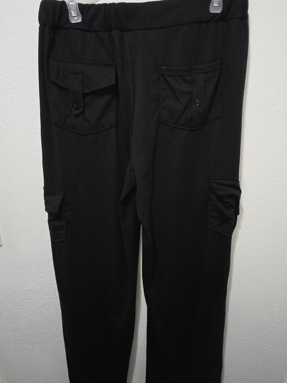 Black Cargo Jogger Pants with Drawstring Waist - Picture 4 of 12